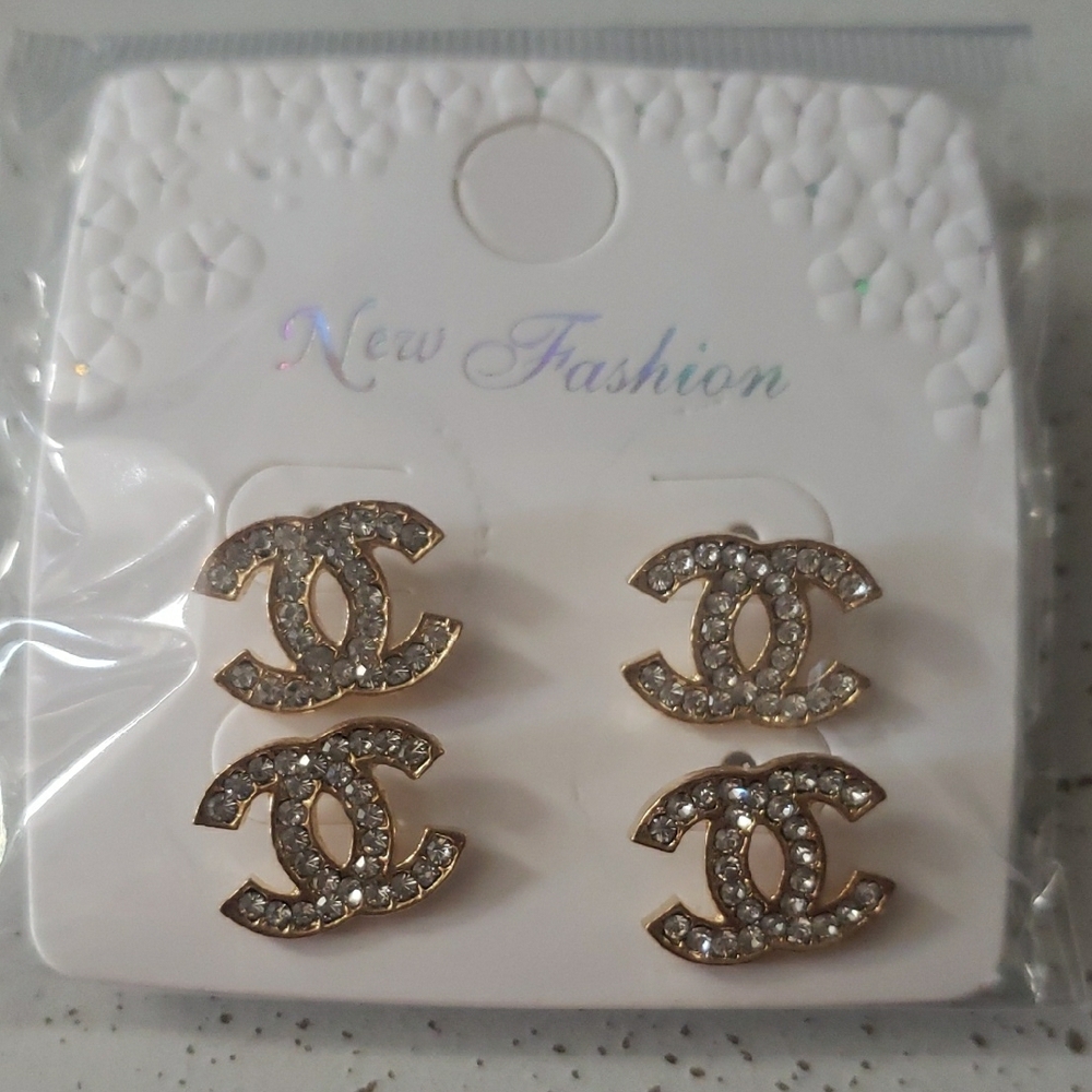 Gold and Silver Crystal Earrings